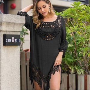 Tassel Beach Dress V Neck White Cover Up Swimsuit